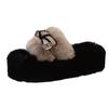Otoño e Invierno Felpa Elegantes Pequeñas Versátiles Nuevas Pantuflas Peludas para Mujer Pantuflas de Algodón para Exteriores 2023 Retro que Aumentan la Altura Uso en Casa