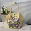 Bolsa de Hombro de Punto para Boda de Año Nuevo Patrón de Dibujos Animados Gran Capacidad Plegable Ligera Bolsa de Punto para Compras