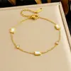 Moda Estilo Coreano Minimalista Tono Frío Gama Alta Chapado en Oro Incrustado de Diamantes Cadena de Acero Inoxidable Joyería Pulsera Versátil