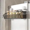 Estante de Cocina con Ventosa Fuerte Montado en la Pared Sin Taladro Almacenamiento Lateral de Refrigerador Caja de Almacenamiento Montada en la Pared Multi-Nivel para Condimentos