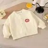Novo cardigã de maçã de desenho animado para crianças 2026, jaqueta baseball unissex para primavera e outono, blusa de tricô estilosa para bebês