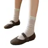 Calcetines ligeros de algodón peinado para primavera y verano con diseños calados, calcetines holgados transpirables de media pantorrilla, cómodos calcetines para mujer estilo universitario japonés