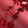 Pulseira de Rosa Estilo Chinês Cinábrio Pulseira Flor por Toda Parte Joias Presente para Melhor Amigo Mesmo Estilo Douyin Uma Peça Dropshipping