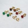 Aretes Mini de Lazo de Lujo, Pendientes Colgantes de Acero Inoxidable 18K con Piedra Natural, Modernos y Compactos, Joyería Versátil