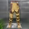 2024 Verão nova moda marca macacão masculino slim fit amarrado no tornozelo americano retrô casual versátil combinação de cores calças