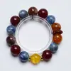 [Cuentas Rojas Ola Roja] Cristal Natural Oro Negro Flor Amarilla Super Pegamento Pulsera para Mujer La Más Fácil de Combinar Pulsera de Regalo al por Mayor