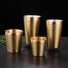Copo de água de aço inoxidável 304 de estilo coreano, camada dupla, criativo, martelado, suco, restaurante, à prova de quedas, padrão de diamante, copo de cerveja, xícara de chá