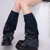 Funda de pierna de mezclilla con cuerno marea y2k cultura asiática calcetines de pierna ancha apilados chica caliente del milenio calcetines para pantorrilla calcetines de encaje para mujer