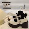 Versátiles Zapatos Mary Jane de Suela Gruesa de Cuero Pequeño para Mujer 2024 Invierno Estilo Coreano Nuevo Estilo Británico Punta Redonda Tacón Grueso Zapatos Franceses