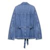 Para Aliexpress Popular Exportación Transfronteriza Estilo Europeo y Americano Ropa para Mujer Solapa Americana con Cinturón Chaqueta Larga de Mezclilla