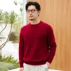 Suéter 100% Cachemir Puro Otoño Invierno Nuevo para Hombre Cuello Redondo Casual Tejido de Punto Holgado Jersey Suéter Cálido