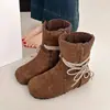Botas de Nieve Cortas para Mujer con Aumento de Altura Oculto, Nuevo Estilo Invierno 2026, Piel y Piel Sintética Integradas, Botas de Algodón Cálidas, Zapatos Convertibles Estilo Birkenstock