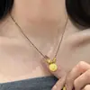 Caperucita Roja Explosiones Amarillo Dios de la Riqueza Cuerda Ancha Oro Roto Oro Negro Collar Femenino Método Antiguo Nuevo Dios Chino de la Riqueza Colgante Redondo