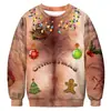 Sudadera de cuello redondo para hombre con estampado digital 3D de Navidad y Halloween europea y americana, camiseta básica casual de manga larga para mujer
