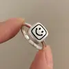 Versión Coreana Ins Moda Anillo de Plata de Ley 925 Esmalte de Colores Smiley m Bean para Mujer Lindo Nicho Anillo Abierto para Dedo Índice