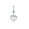 Ancla de Acero Inoxidable Caballo Marino Forma de Corazón Piercing de Ombligo Anillo Azul para Ombligo Joyería para Body Piercing Transfronterizo