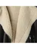 Venta al por mayor transfronteriza desde la fábrica de origen: Nuevas chaquetas forradas de piel sintética para otoño/invierno para mujer, con cremallera y cinturón de moda, y una capa exterior engrosada