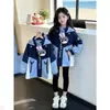 Chaqueta de camping Judy para niñas, primavera y otoño, para niños mayores y niñas, estilo oficial de policía conejito, cortavientos con capucha de bloques de color, moderno