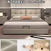 Cama Moderna Minimalista de Piel Genuina para Dormitorio Principal, Cama Doble de Alta Gama y Elegante, Lujo Ligero Celebridad de Internet Almacenamiento Pan Cama de Boda