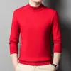 Suéter grueso de color liso para invierno para hombres Puyuan, para hombres de mediana edad y jóvenes, suéter engrosado 100% lana pura con cuello medio alto, ropa para hombre