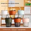 Celebridade da Internet Novo Estilo Padrão Vertical Copo de Bambu com Tampa Alto Valor de Cor Copo de Palha Copo de Presente Copo de Café para Escritório