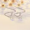 Pendientes coreanos de 2026 con borla larga de estrella de mar simple y arena brillante, favorecedores para el rostro, versátiles y elegantes, pendientes con pasador de plata de ley 925