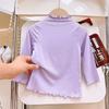 Otoño e Invierno Nuevo Camiseta Base para Niños Modal para Hombre y Mujer Cuello Medio Alto con Orejas de Madera Top Combinable Encaje Manga Larga Trendy