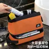 Neceser de viaje para hombre de negocios con diseño de compartimento de doble capa, organizador de gran capacidad para cosméticos y artículos de tocador