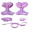 Em estoque atacado suprimentos para animais de estimação cor Macaron PVC coleira para pet guia conjunto confortável macio coleira para cachorro