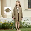 Gabardina para Niñas, Nueva Moda de Primavera y Otoño, Elegante Abrigo Largo de Estilo Británico para Niñas Mayores
