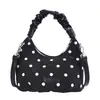 Bolsa de mão nuvem com estampa de bolinhas e design plissado, nova bolsa transversal de nicho 2026, design de moda coreana feminina bolsa bolinho
