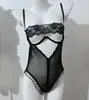 Lencería Sexy Estilo Nuevo Con Aros Realzador de Busto Body de Pierna Abierta Set Sexy Transparente Revelador de Cadera Sin Quitar Tentación