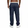 Pantalones largos casuales para hombre de estilo europeo y americano, con cordón y detalles de bolsillo, diseño recto, adecuados para exportación