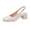 Sandalias Vacías Baotou para Mujer Verano Tacón Medio para Exterior 2025 Nuevo Estilo Coreano Tacón Grueso Medios Zapatos Tacones Altos para Mujer