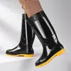 Botas de lluvia de goma duraderas, con suela gruesa y reforzadas para hombre, con diseño antideslizante, caña alta y forro de felpa, adecuadas para trabajos industriales y de construcción