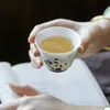 Taza de Té Panda Pintada a Mano Moji Juego de Té Kung Fu Cerámica Azulejo Delgado Taza de Té Hogareña Taza Individual Color Bajo Esmalte Taza Pequeña