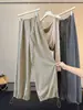 Pantalones de pierna ancha a rayas de algodón y lino inspirados en lo vintage, estilo old money, con cintas para mujer, nueva colección de principios de otoño, pantalones rectos holgados y versátiles