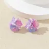 Pendientes de Flor de Verano Dopamina Coloridos para Mujer, Modernos, Frescos, de Alta Gama, Versátiles Pendientes Degradados, Venta al por Mayor de Pendientes