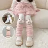 Calcetines de Rizo Desmontables de Dos Vías para Niñas, Estilo Primavera/Otoño de Polar Delgado Clase A, Calentadores de Piernas de Rizo con Muñeco 3D de Dibujos Animados para Niños