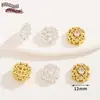 Cuentas Espaciadoras de Cobre Chapado en Oro de 14K con Circonita Corte Rosa, Agujero Múltiple, en Colores Plata y Platino para Pulseras y Collares DIY