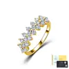 Anillo Floral de Moissanita de Plata de Ley S925 con Múltiples Flores de Cinco Pétalos, Anillo de Lujo Ligero para Mujer para el Trabajo y Apilamiento, Suministro para Transmisiones en Vivo