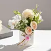 Brote de Té de Crisantemo Puro Bonsái Pequeño Flor Artificial Decoración del Hogar Adornos Pequeños de Escritorio Accesorios para Fotografía Planta Verde Artificial Planta en Maceta