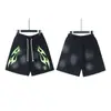 Hellstar Transfronteiriço Marca Tendência Europeia e Americana Verão Casual Esportivo Unissex Shorts Lavados Calças de Cinco Pontos