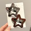 Presilha de Cabelo Infantil Estrela de Couro Xadrez para Meninas, Presilha Lateral para Franja, Acessório de Cabelo para Bebês Meninas, Grampo para Cabelos Soltos