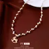 Collar con Colgante de Caballo de Perlas Chapado en Oro Real, Exquisita Cadena para Suéter para el Año de Nacimiento, Accesorio de Moda y Versátil