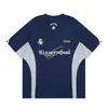 Camiseta de punto de manga corta con bordado, cuello en V, costuras vintage, estilo americano de calle, para hombre y mujer, holgada, casual, versátil, de pareja, moderna, de media manga
