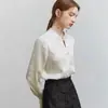 Nuevo Top de Manga Larga Retro Estilo Chino Primavera y Otoño Nuevo Satén Cuello Vertical Hebilla de Alta Calidad Jacquard Camisa Antigua Ropa para Mujer