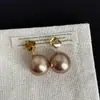 Aretes de Perla de Cristal Marrón para Mujer, Lujo Ligero, Elegantes, Modernos, Para el Trabajo, Versátiles