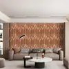 Em Estoque Transfronteiriço Tiras de Grelha com Textura de Madeira 3D Papel de Parede Autoadesivo para Sala de Estar Decoração de Casa Materiais de Construção Papel de Parede para Parede de Fundo