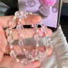 Nuevo Estilo Chino de Gama Alta Cristal Rosa Natural Cristal Blanco Manta Perla Rosa Pulsera Fresca y Dulce para Mujeres